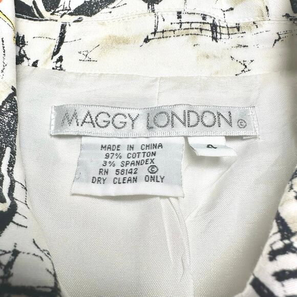 Maggy London | Women | Sketch Art Floral Lightweight Zip Up Jacket | Size 4 - Picture 8 of 9